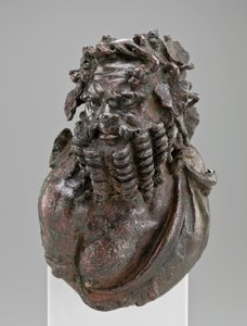 Dekorativ byste av Silenus (bronse med sølv- og kobberinnlegg)